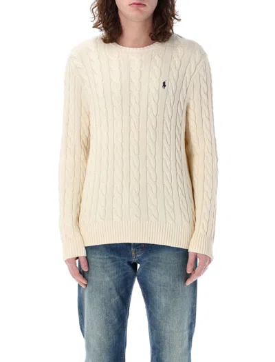 POLO RALPH LAUREN POLO RALPH LAUREN TEXTURED CABLE KNIT SWEATER WITH RIBBED NECKLINE