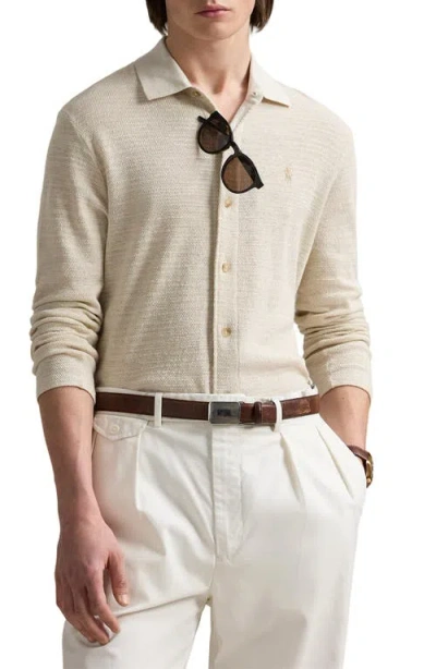 Polo Ralph Lauren Textured Cotton & Linen Button-up Shirt In Neutral