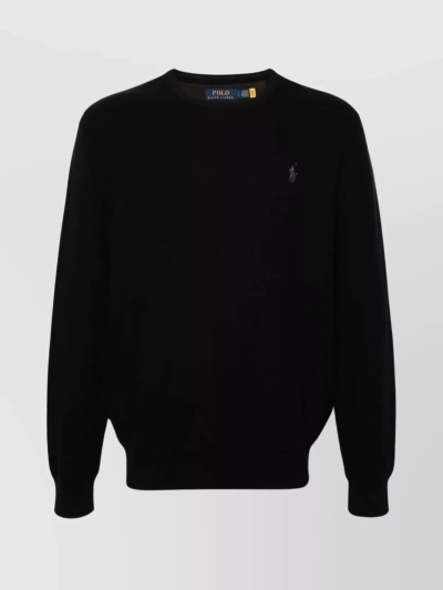 Polo Ralph Lauren Textured Cotton Crewneck Sweater In Black