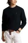 Polo Ralph Lauren Blue Crewneck Sweater With Pony Logo Embroidered On The Front In Black