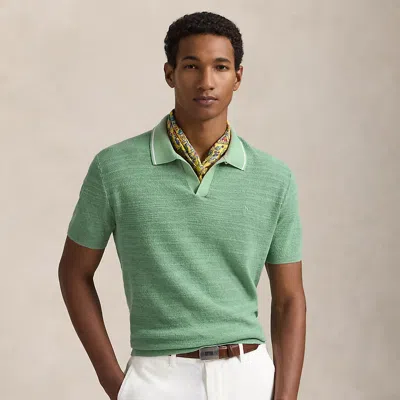 Polo Ralph Lauren Textured Cotton-linen Sweater In Faded Mint
