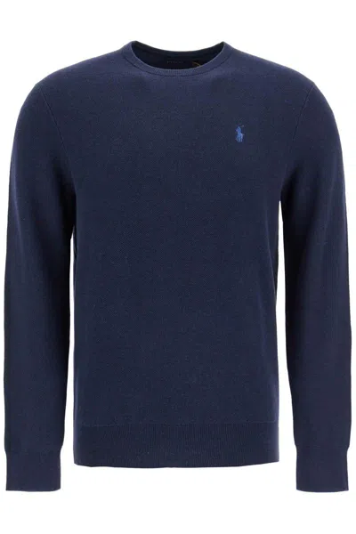 Polo Ralph Lauren Textured Cotton Pullover Sweater In Blue