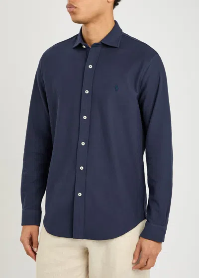 Polo Ralph Lauren Textured Cotton Shirt In Navy