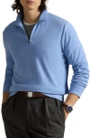 Polo Ralph Lauren Textured Double Knit Quarter Zip Pullover In Blue