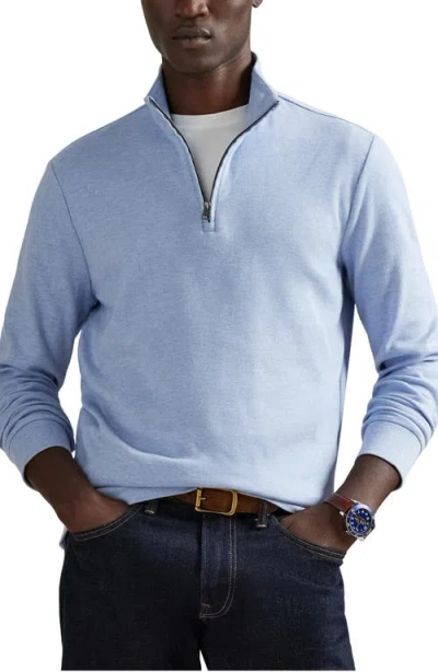 Polo Ralph Lauren Textured Double Knit Quarter Zip Pullover In Blue