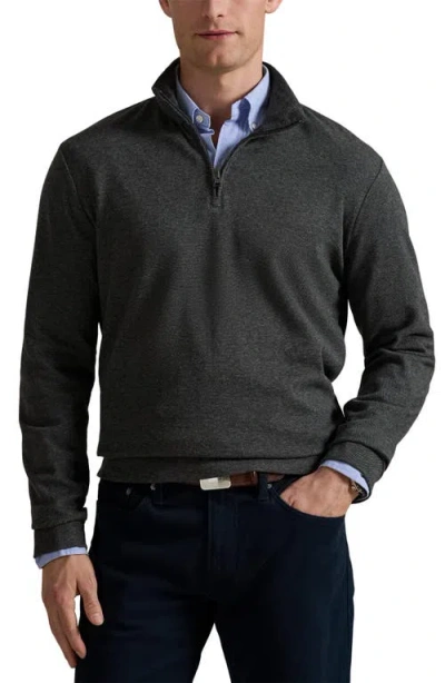 Polo Ralph Lauren Textured Double Knit Quarter Zip Pullover In Gray