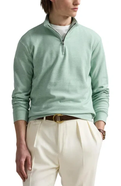 Polo Ralph Lauren Textured Double Knit Quarter Zip Pullover In Green