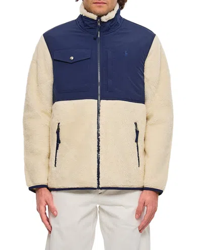 Polo Ralph Lauren Textured Jacket With Flap Pocket In Gold