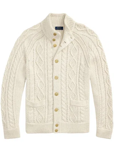 Polo Ralph Lauren Textured Knit Cardigan With Button Fastening In White