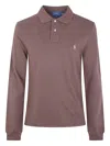 Polo Ralph Lauren Textured Knit Long-sleeve Polo With Classic Collar In Brown