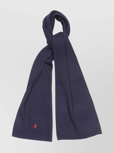 Polo Ralph Lauren Textured Knit Wool Scarf In Blue