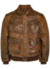 Polo Ralph Lauren Textured Leather Flight Bomber Jacket In Brown