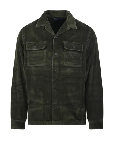 Polo Ralph Lauren Textured Long-sleeve Corduroy Shirt In Green