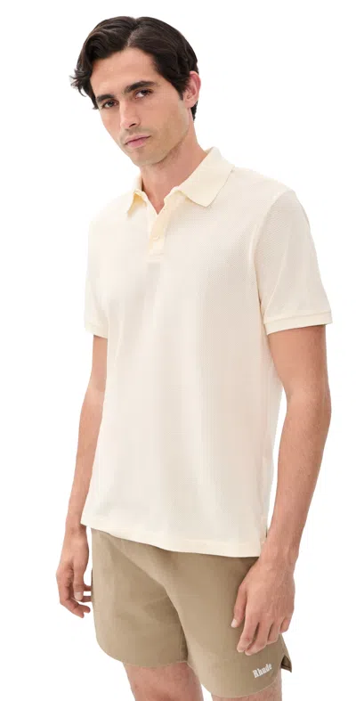 Polo Ralph Lauren Textured Pique Knit Polo Pale Cream In Neutral