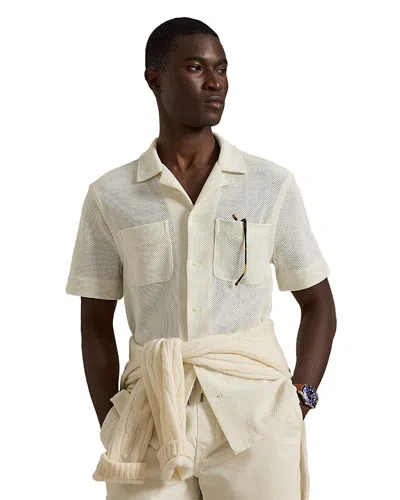 Polo Ralph Lauren Textured Pointelle Camp Shirt In White