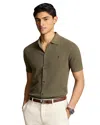 Polo Ralph Lauren Slub Short Sleeve Cotton Knit Button-up Shirt In Green