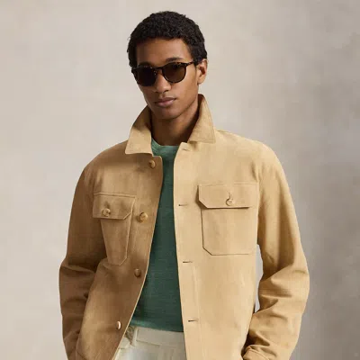 Polo Ralph Lauren The Ashdale Suede Shacket In Cafe Tan Suede