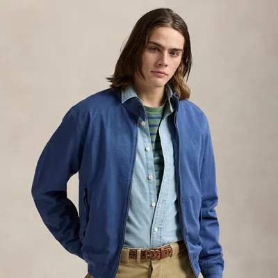 Polo Ralph Lauren Logo-embroidered Cotton-twill Bomber Jacket In Blue