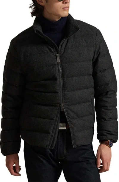 Polo Ralph Lauren The Colden Herringbone Down Jacket In Black