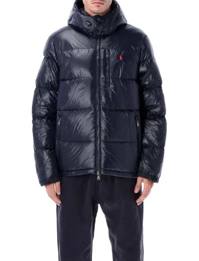 Polo Ralph Lauren The Gorham Glossed Down Jacket With Detachable Hood In Blue