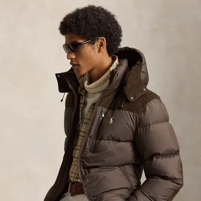 Polo Ralph Lauren The Gorham Hybrid Down Jacket In Dark Beech In Brown