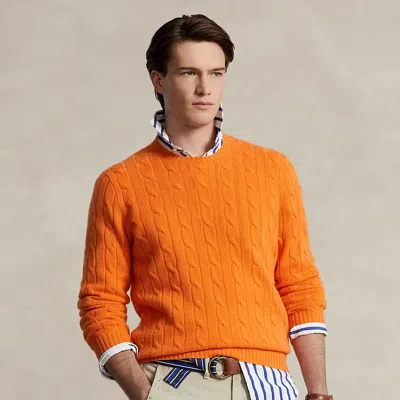 Polo Ralph Lauren The Iconic Cable-knit Cashmere Jumper In Orange