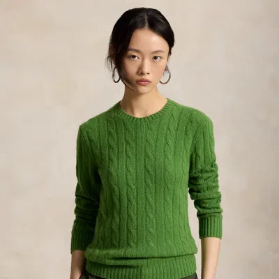 Polo Ralph Lauren The Iconic Cable-knit Cashmere Sweater In New Lawn In Green