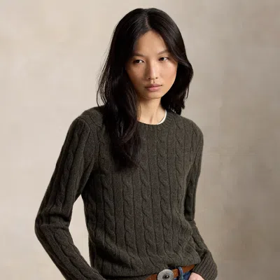 Polo Ralph Lauren The Iconic Cable-knit Cashmere Sweater In Olive Umber Heather