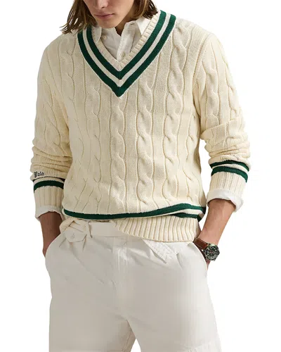 Polo Ralph Lauren Pull Col V En Coton In White