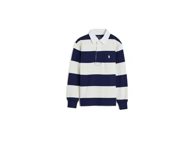Polo Ralph Lauren The Iconic Rugby Shirt (big Kid) Boy's Clothing Refined Navy/nevis: Xl (18-20 Big Kid) In White