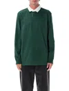Polo Ralph Lauren 'rugby' Green Polo Shirt With Contrasting Collar And Pony Detail On The Front In Cotton Man In Green
