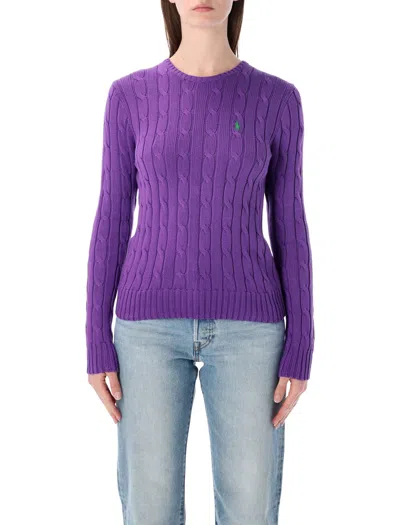 Polo Ralph Lauren The Julianna Slim Fit Cable-knit Sweater In Magenta Violet