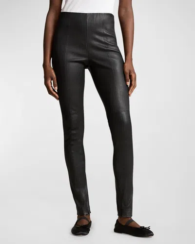 Polo Ralph Lauren The Lambskin Side-zip Pants In Polo Black