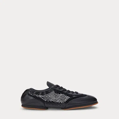 Polo Ralph Lauren The Mesh-leather Pony Ballerina Sneaker In Black