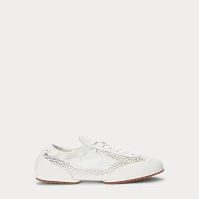Polo Ralph Lauren The Mesh-leather Pony Ballerina Sneaker In Deckwash White