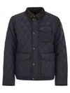 Polo Ralph Lauren 'the Beaton' Blue Jacket With Corduroy Collar And Logo Patch On The Sleeve In Tech Fabric Man In Blue