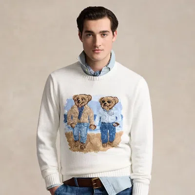 Polo Ralph Lauren The Ralph & Ricky Bear Sweater In Deckwash White