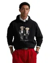 Polo Ralph Lauren Hooded Sweatshirt Featuring Bear Graphic And Ribbed Cuffs In Black