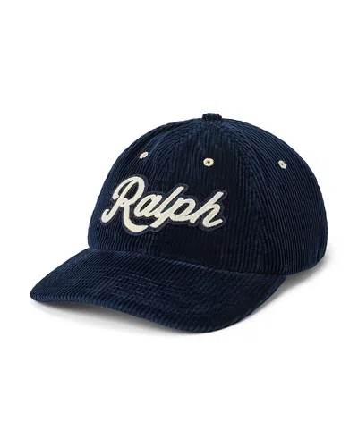 Polo Ralph Lauren The Ralph Logo Corduroy Ball Cap In Blue