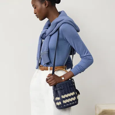 Polo Ralph Lauren The Ralph Raffia Small Bucket Bag In Navy/natural