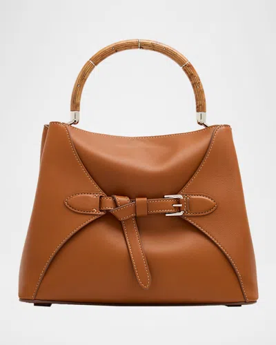 Polo Ralph Lauren The Ralph Wooden Top-handle Bag In Leather In Brown