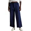Polo Ralph Lauren The Ricky Wide Leg Crop Cotton Sateen Pants In Navy