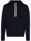 Polo Ralph Lauren Slouchy Black Cotton Blend Hoodie With Embroidered Logo In Black