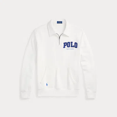 Polo Ralph Lauren The Rl Fleece Logo Collared Sweatshirt In White