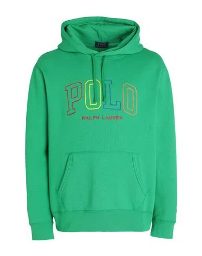 Polo Ralph Lauren The Rl Fleece Logo Hoodie Man Sweatshirt Green Size L Cotton, Polyester