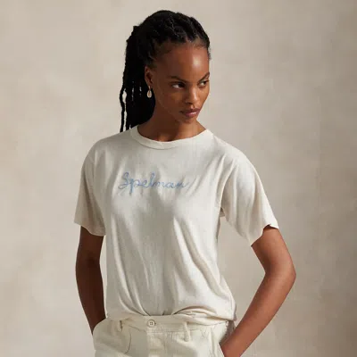 Polo Ralph Lauren The Spelman College Cotton-linen Tee In Warm White