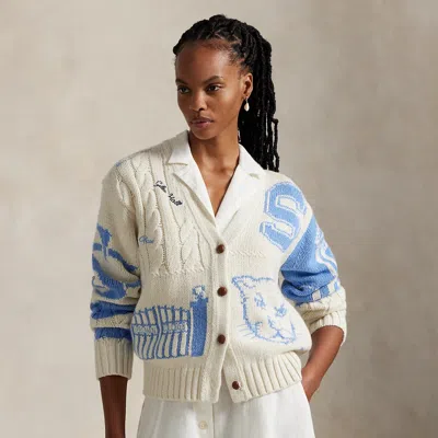 Polo Ralph Lauren The Spelman College Patchwork Cardigan In Cream Multi