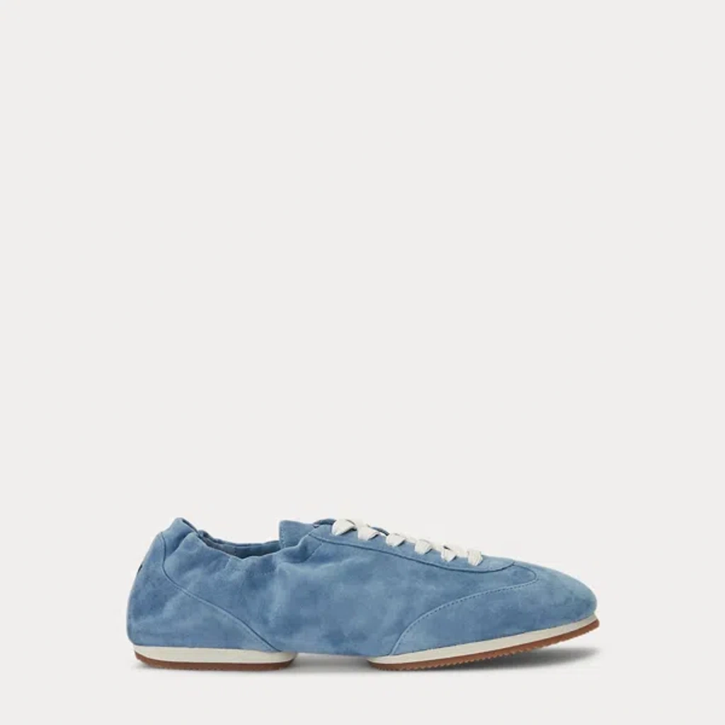 Polo Ralph Lauren The Suede Pony Ballerina Trainer In Blue