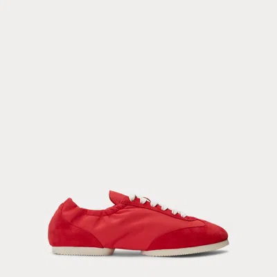 Polo Ralph Lauren The Suede Pony Ballerina Trainer In Red