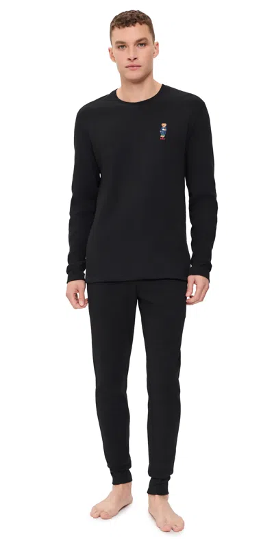 Polo Ralph Lauren Thermal Bear Crew & Joggers Pajama Set Polo Black/bear